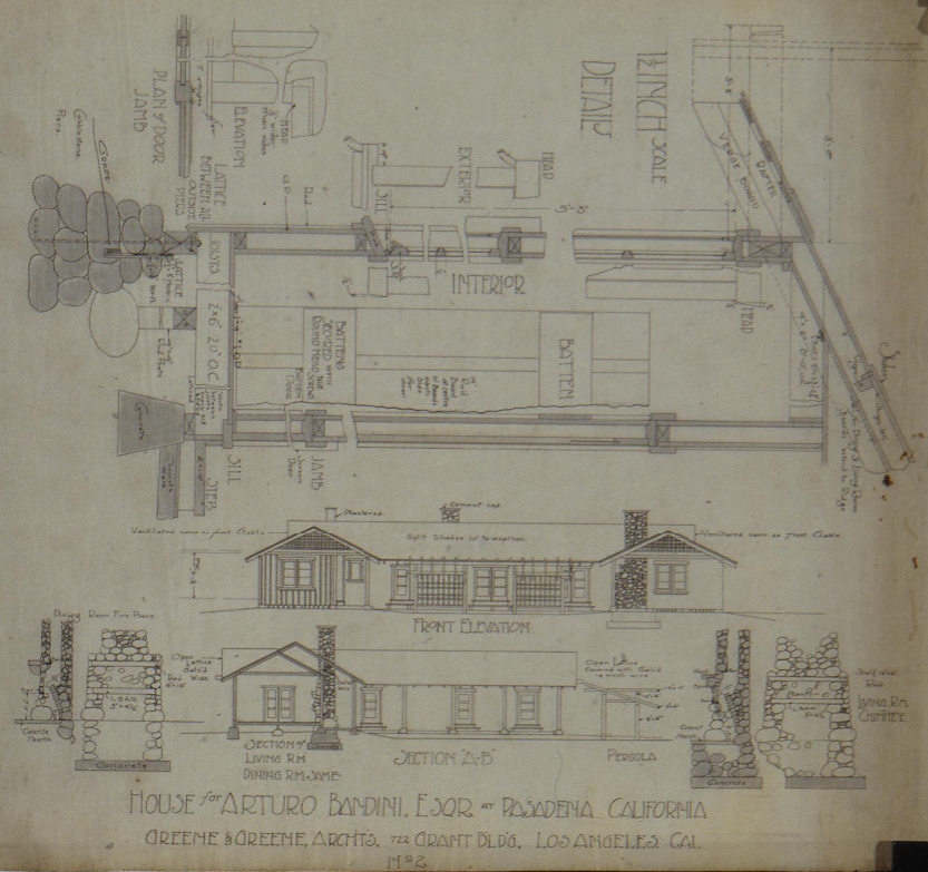 Architectural plan and elevation drawings showing a U-shaped floor plan arranged around a central courtyard.