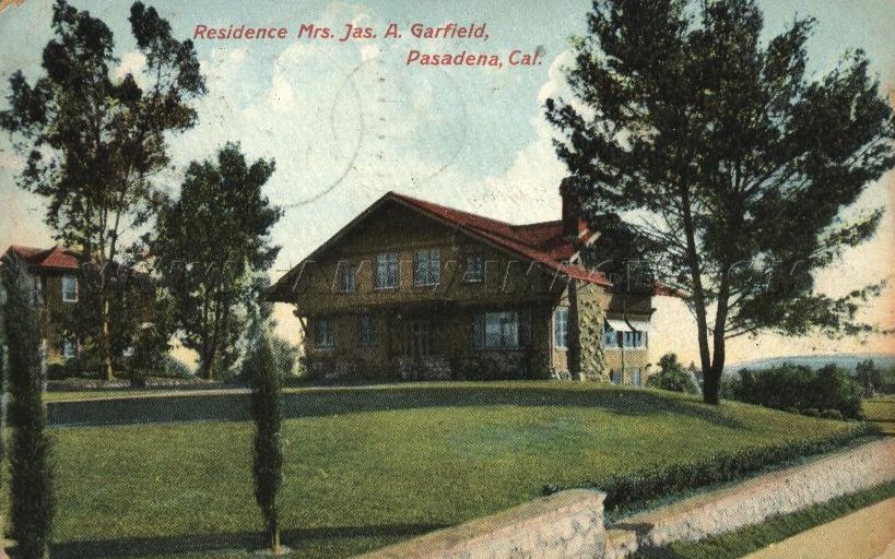 Historic postcard of the Lucretia R. Garfield House in South Pasadena