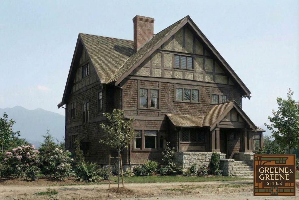 Architectural rendering of the R. Henry C. Green House designed by Greene & Greene and built in 1904.