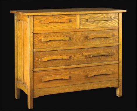 Greene & Greene chest of drawers with Arts and Crafts joinery and hardware designed for Adelaide Tichenor house