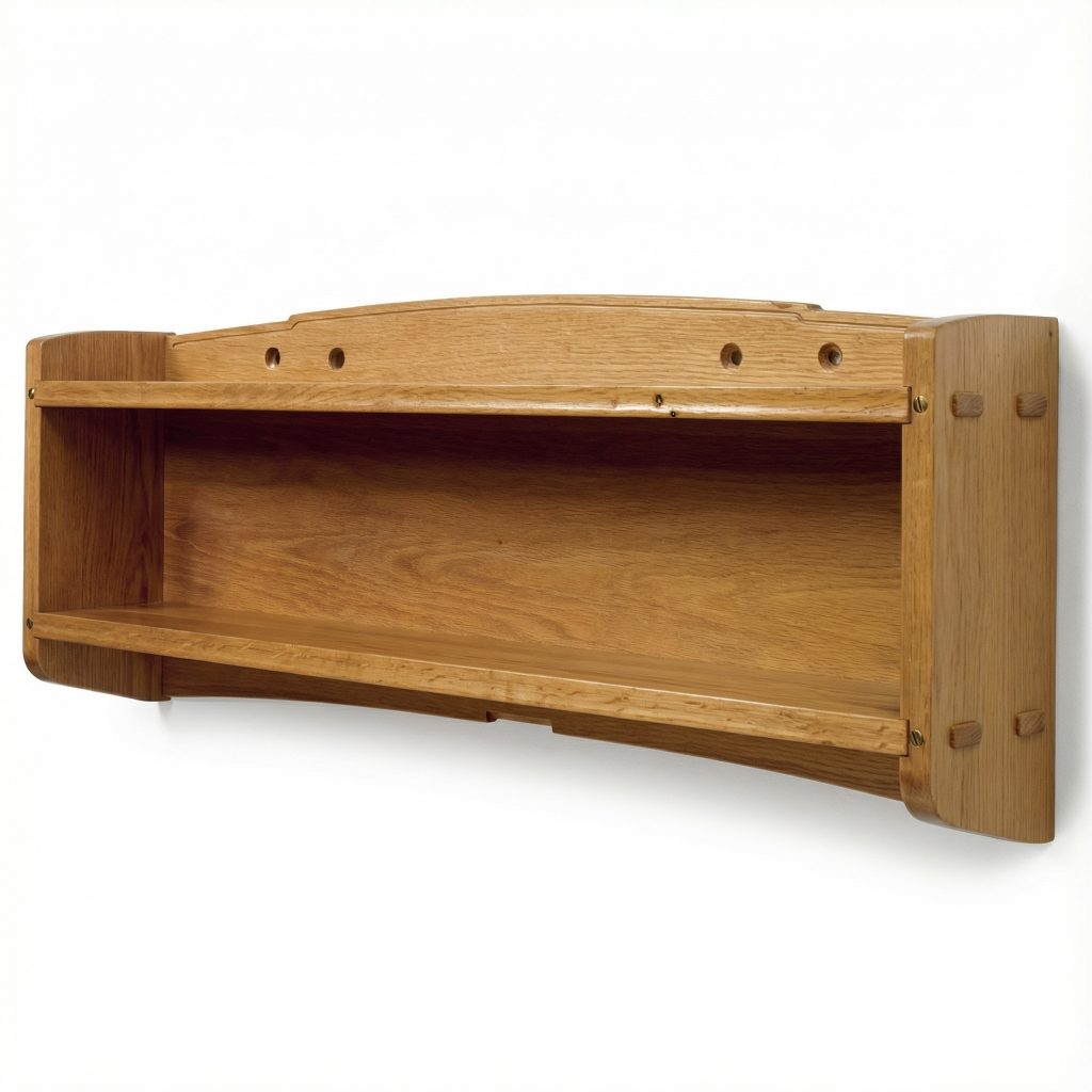 Pantry wall shelf from the Laurabelle A. Robinson House with oak construction, curved sides, and Arts and Crafts details