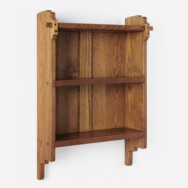 Arts and Crafts wall shelf with decorative brackets designed by Greene & Greene for Adelaide Tichenor house