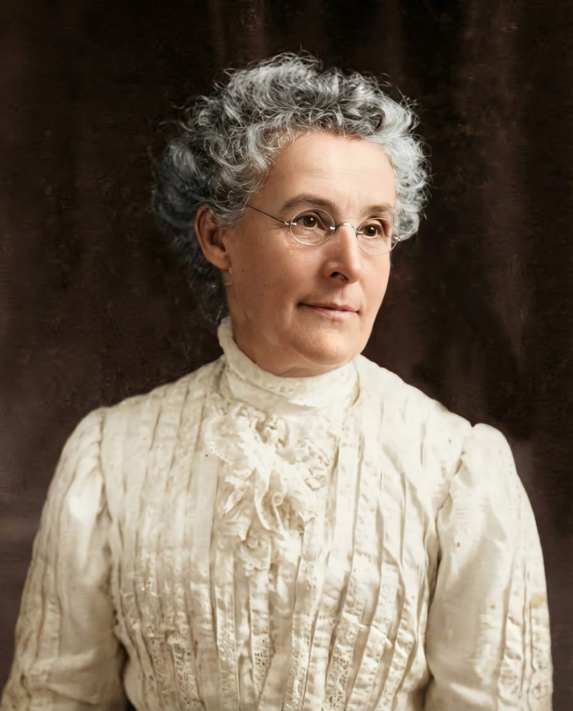 Historic colorized portrait of Adelaide M. Tichenor, client of Greene & Greene architects, early twentieth century
