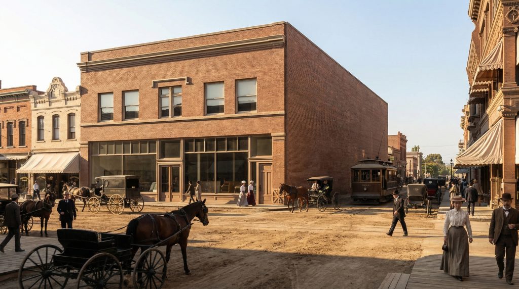 Architectural rendering of the John C. Bentz Store Building built in 1901 and designed by Greene & Greene.