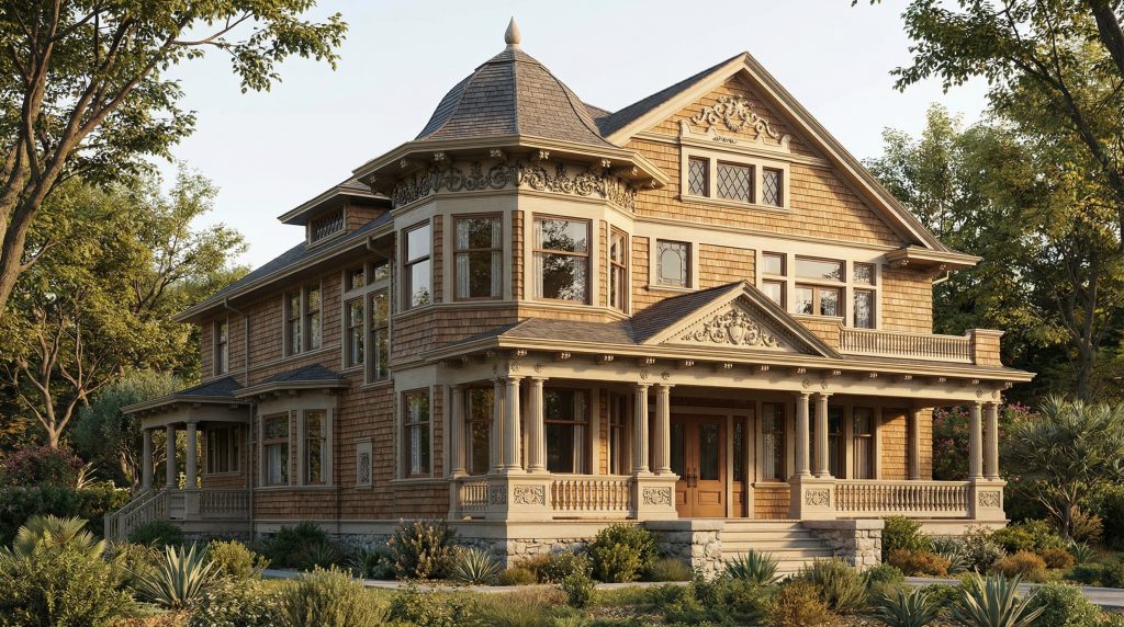 Architectural rendering of the Theodore P. Gordon house designed by Greene & Greene and built in 1897.