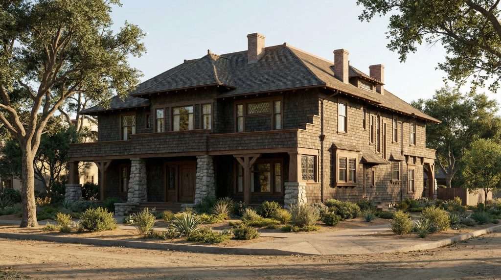 Architectural rendering of the William B. Tompkins house built in 1898 and designed by Greene & Greene.