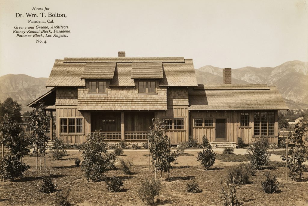 Architectural rendering of the Dr. William T. Bolton House No. 2 designed by Greene & Greene and built in 1902.