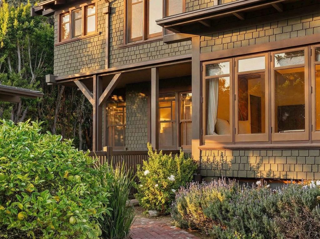 Detailed view of the backyard features at The Dr. William T. Bolton House #3 highlighting architectural elements.