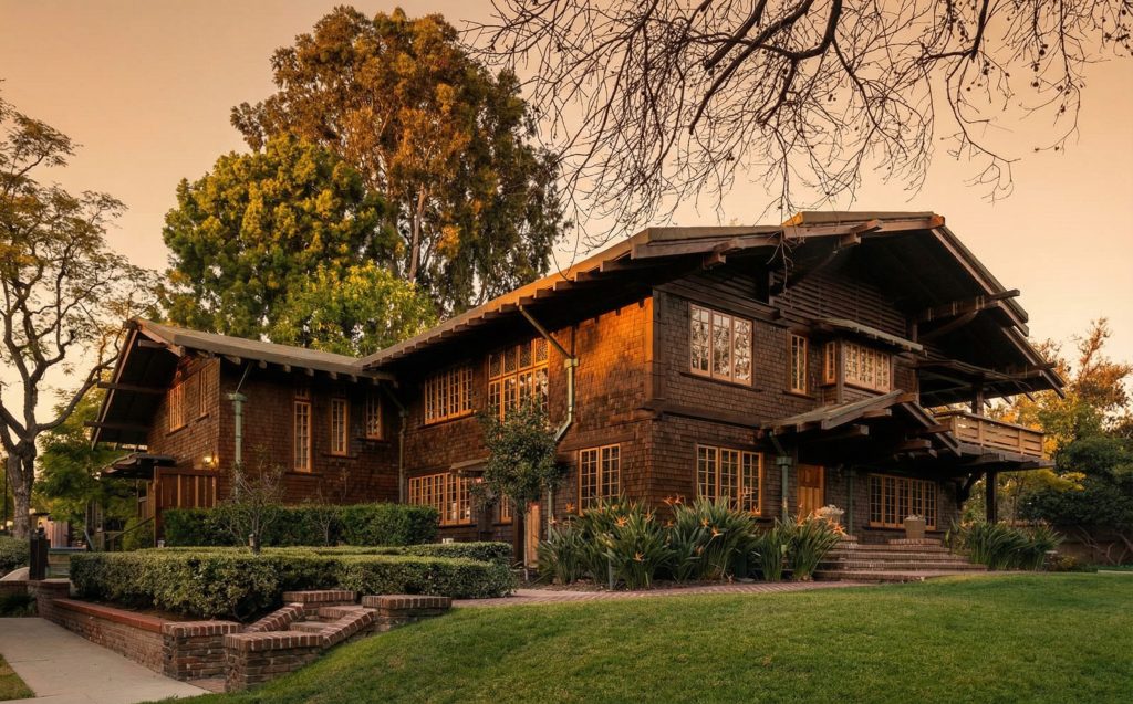 Contemporary exterior photograph of the Robert Pitcairn Jr. house showing its preserved condition on the Westridge School campus.