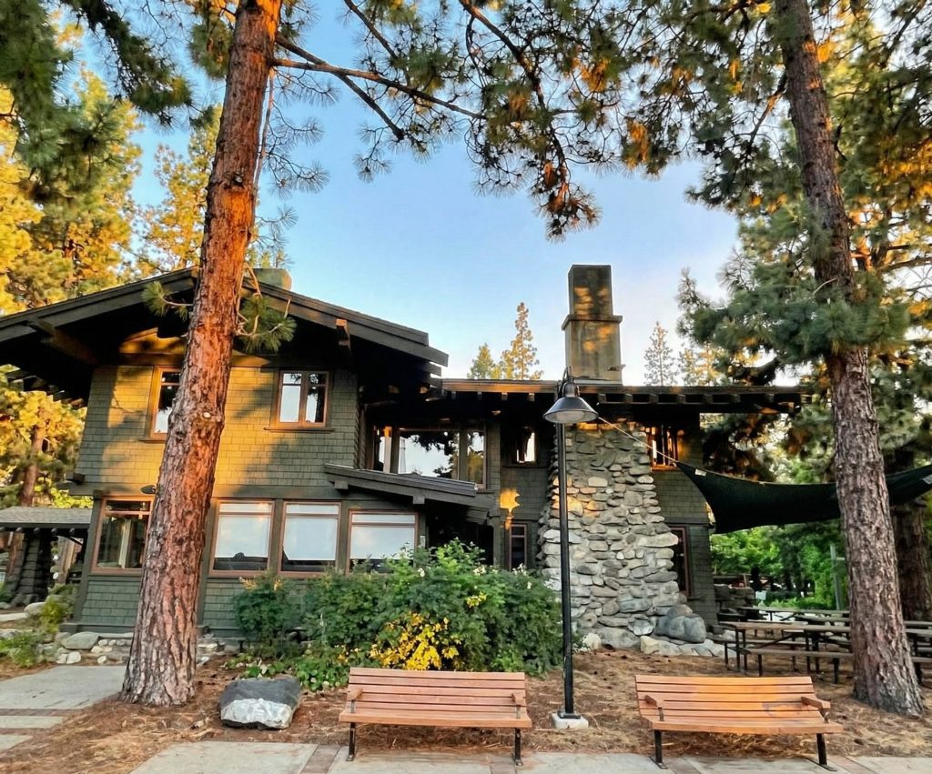North facade of The Mary E. Cole House displaying Greene & Greene's signature horizontal design