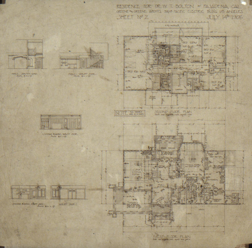 First and second floor architectural plans of The Dr. William T. Bolton House #3 showing spatial organization.