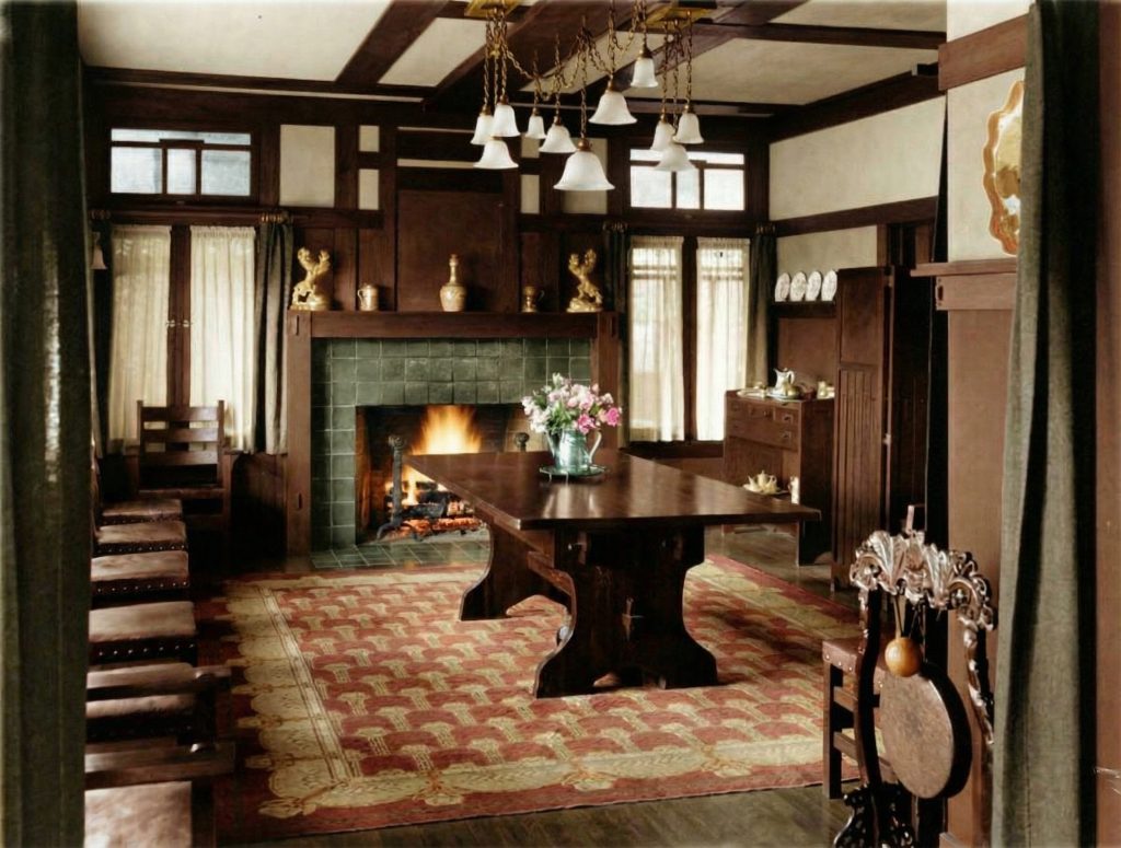 Historic dining room of The Duncan-Irwin House with original furnishings and period details.