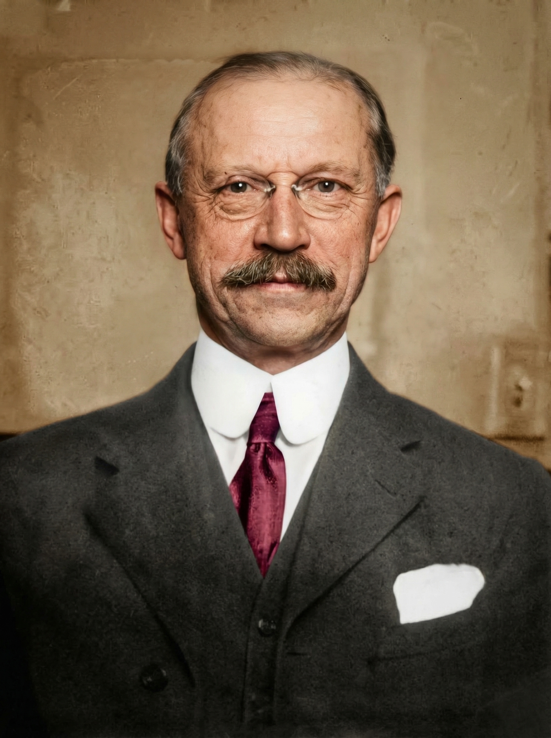 Formal portrait of Charles Millard Pratt in later years, showing the industrialist and philanthropist in business attire.