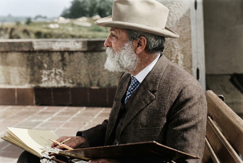 A portrait of Lockwood de Forest Sr., a key figure in the Arts and Crafts movement and a cousin of the owner of The Caroline S. de Forest House.