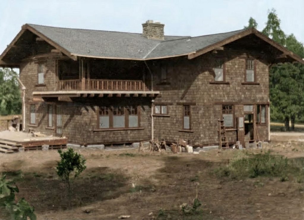 Construction photograph of The Mary L. Ranney House capturing the building process and wooden framework in 1907.