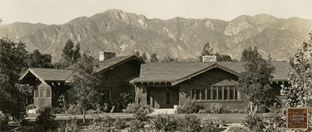 Elevation rendering of The Judge Charles K. Silent Houses designed by Greene & Greene in Glendora, California