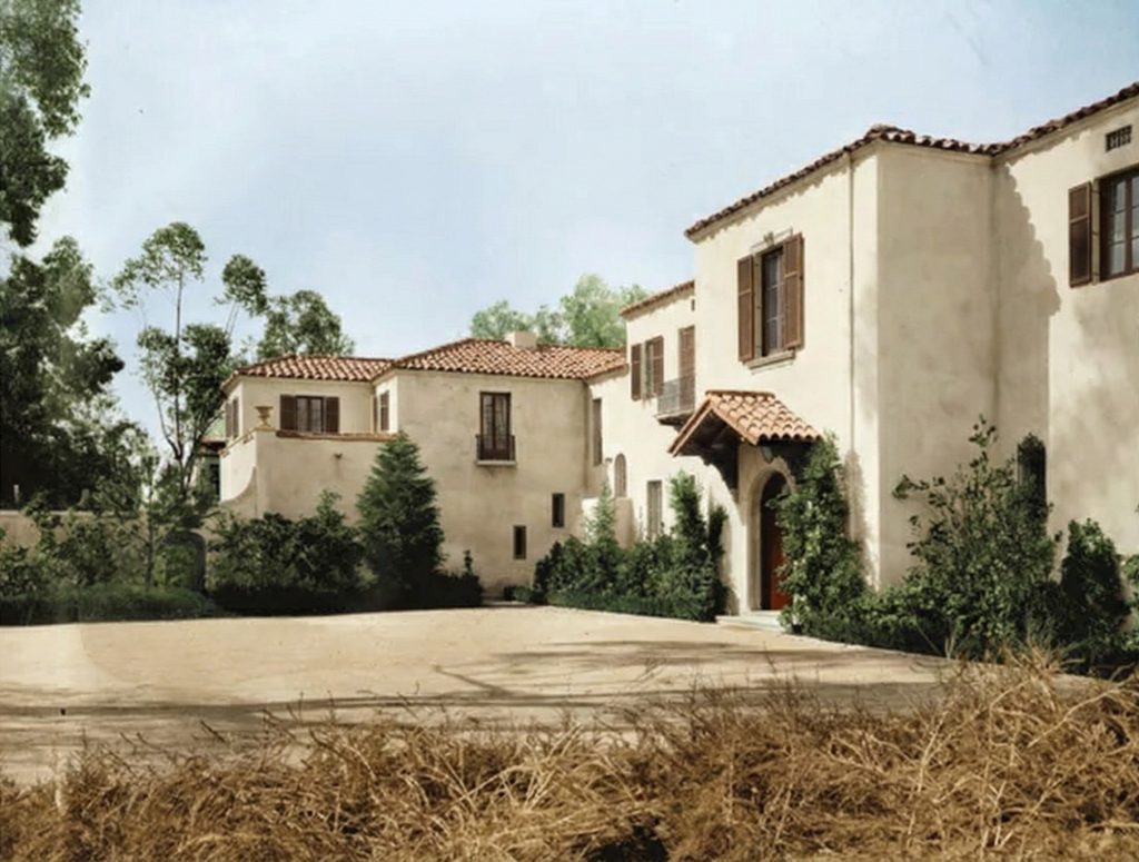 The Tod Ford, Jr. House front entrance featuring Mediterranean Revival details by architect Reginald Johnson