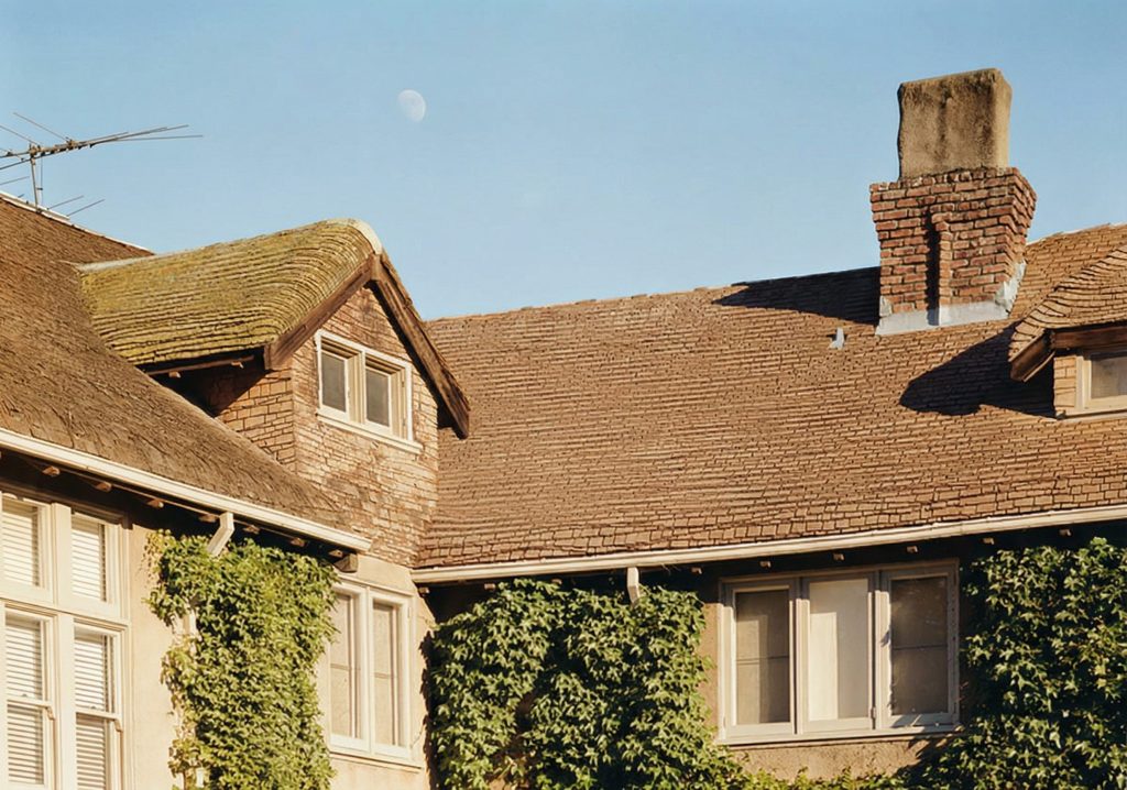 HABS survey detail of a dormer and the undulating shingle roof on the north wing of The Mortimer Fleishhacker Estate.