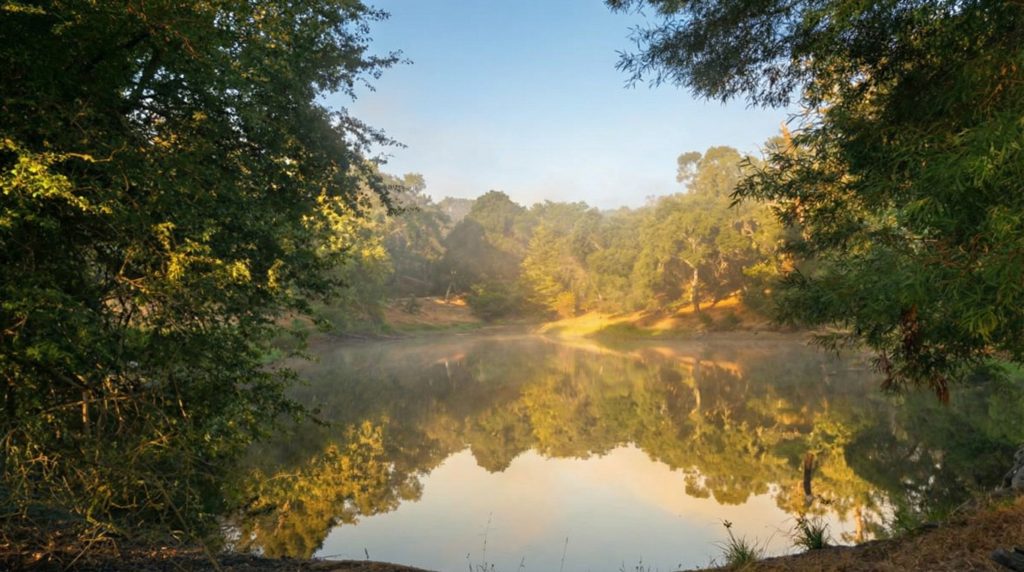 The reservoir at The Mortimer Fleishhacker Estate, a beautiful and functional part of the property’s historic water system.