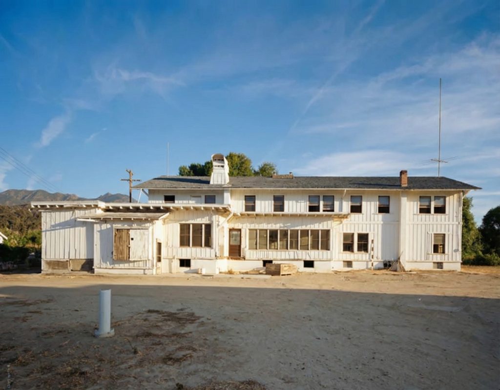 Exterior photograph of the south elevation of The Sespe Ranch Bunkhouse showing the board-and-batten and clapboard siding