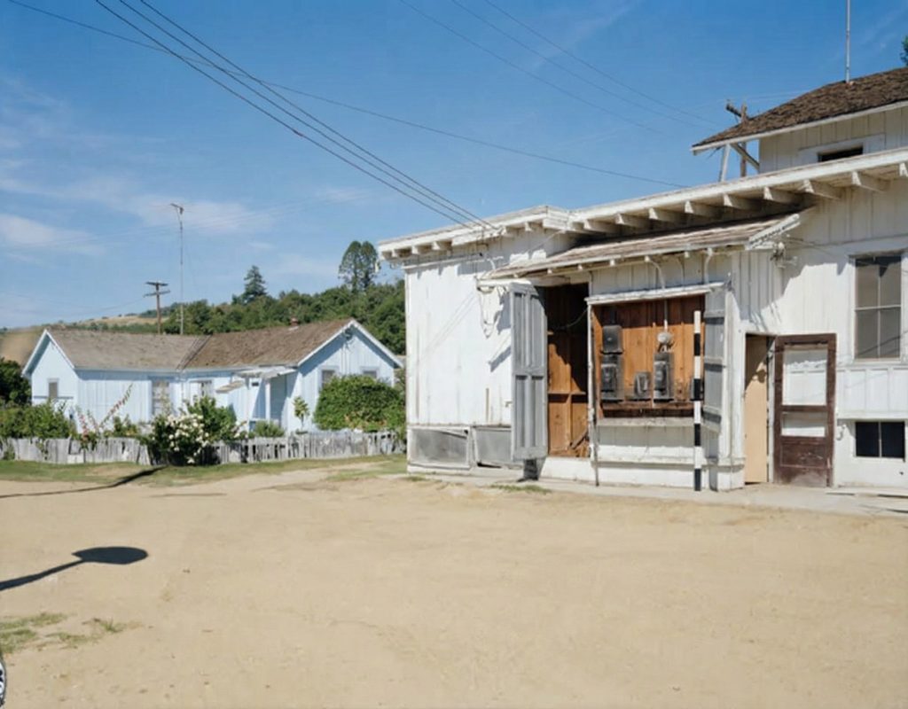 Exterior perspective of the southwest corner of The Sespe Ranch Bunkhouse showing the added refrigerator room and rear facade