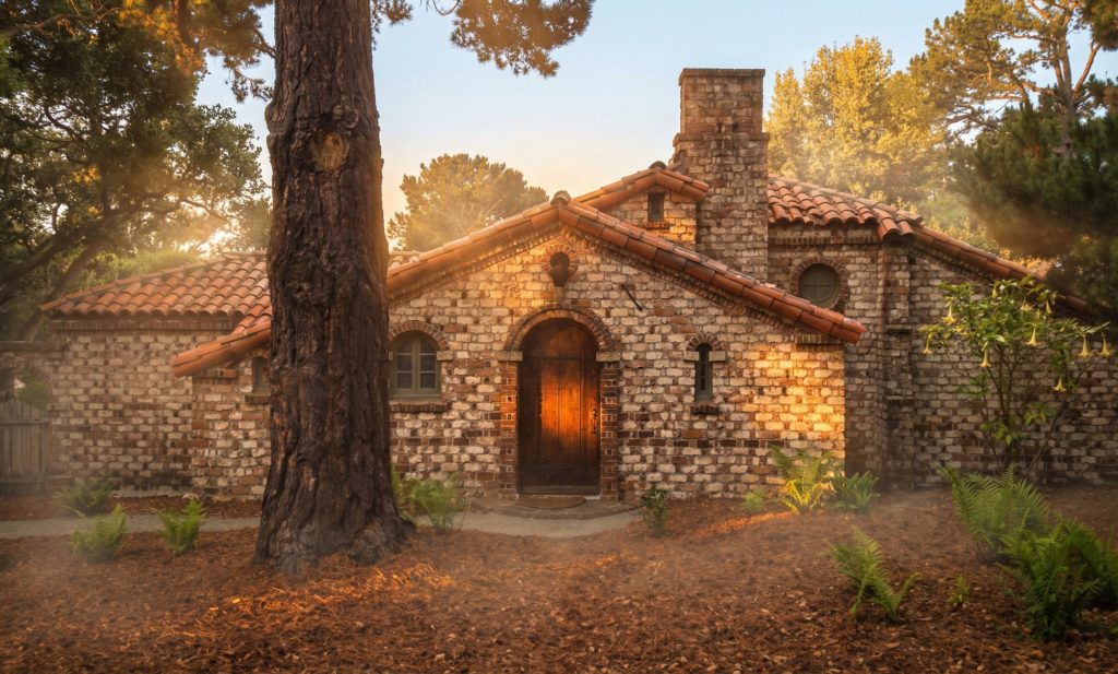 The personal home and studio of architect Charles Greene in Carmel, showing his mastery of rustic, romantic brick design.
