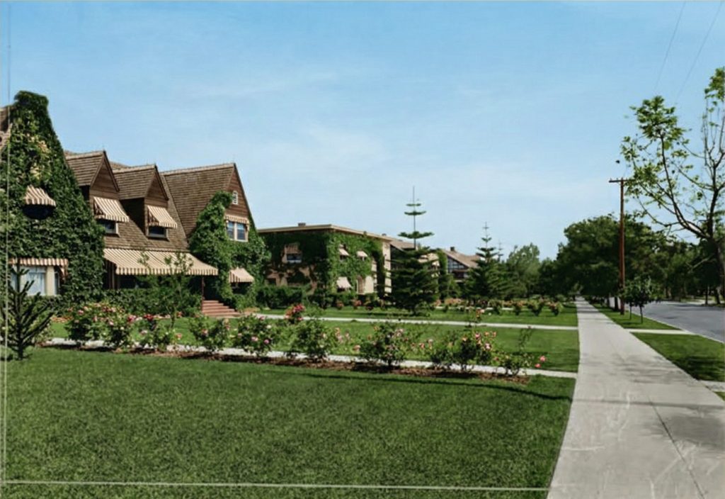 Historic photograph of residences along South Grand Avenue, Pasadena, near The Tod Ford, Jr. House property
