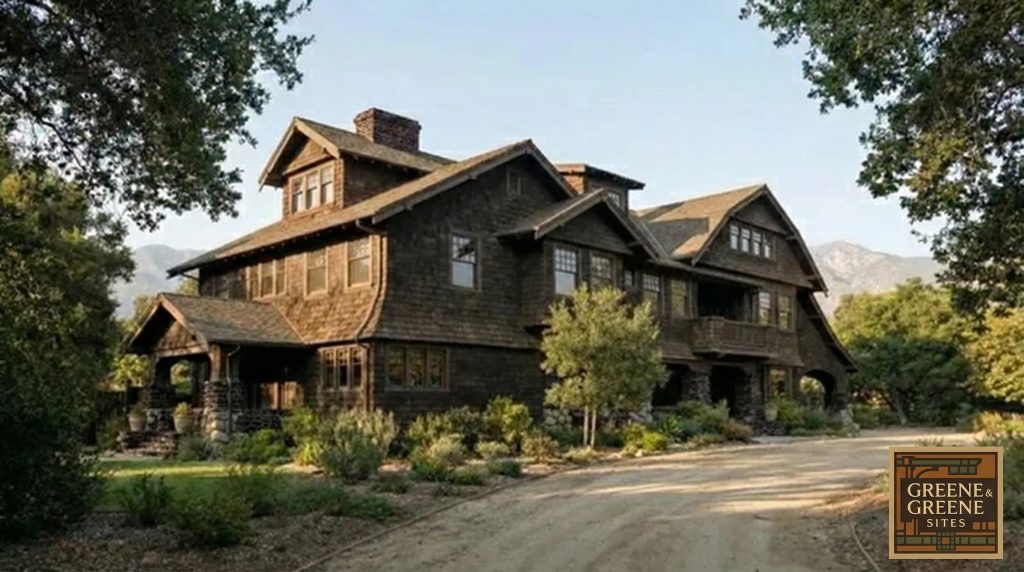 Greene and Greene architectural rendering showing left perspective view of The Tod Ford, Jr. House additions