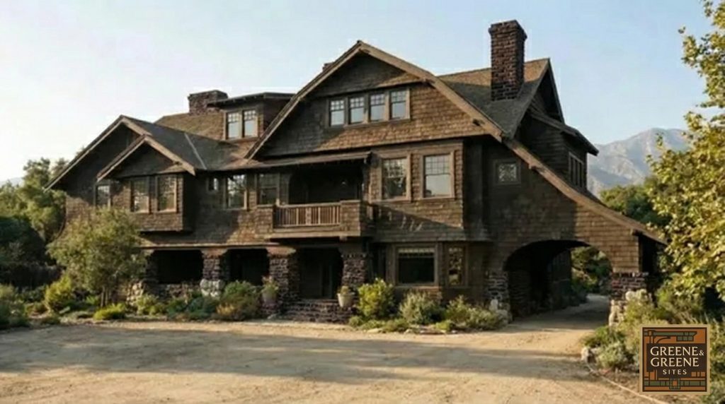 Greene and Greene architectural rendering showing right perspective view of The Tod Ford, Jr. House additions